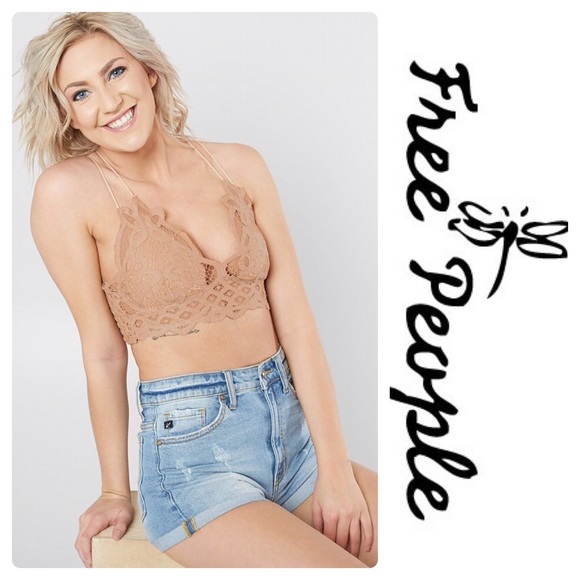 NEW FREE PEOPLE ADELLA NUDE LACE BRALETTE - Picture 4 of 7